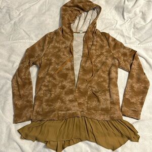 LOGO Lounge M French Terry Tie Dye Hoodie With Sheer Hem and Pockets